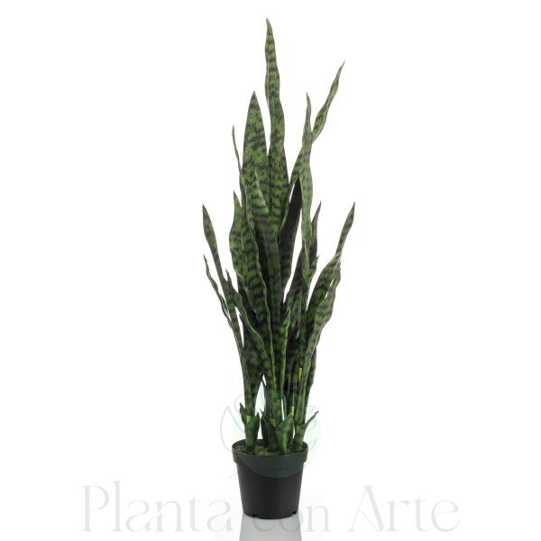 planta artificial SANSEVIERIA de 100 cm de altura en maceta básica negra