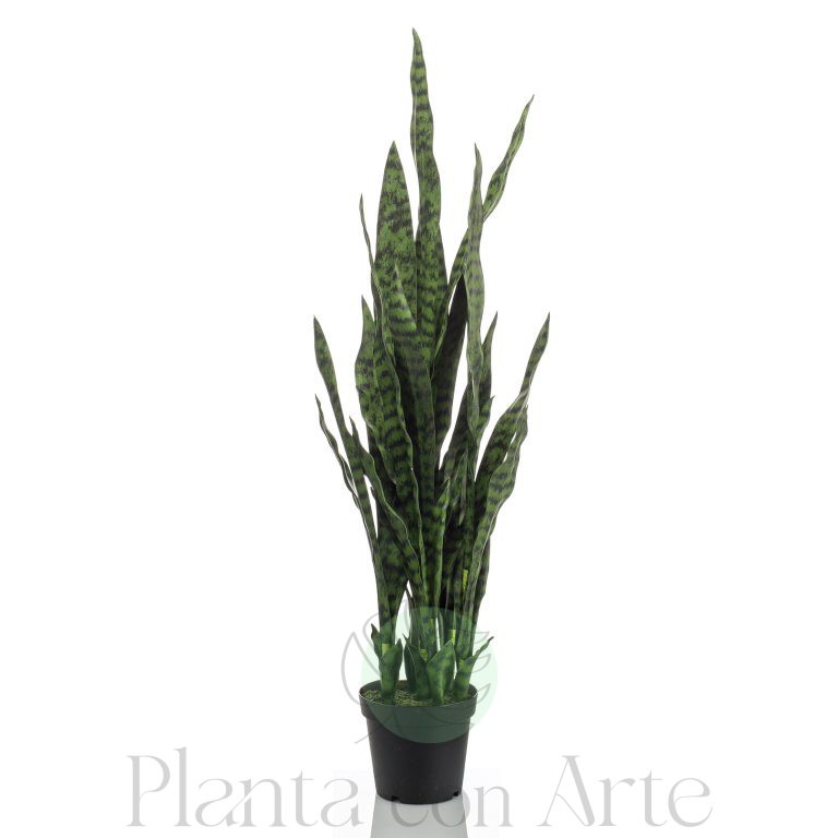 planta artificial SANSEVIERIA de 100 cm de altura en maceta básica negra