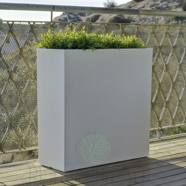 Jardinera rectangular alta muro de 80 cm de altura en blanco