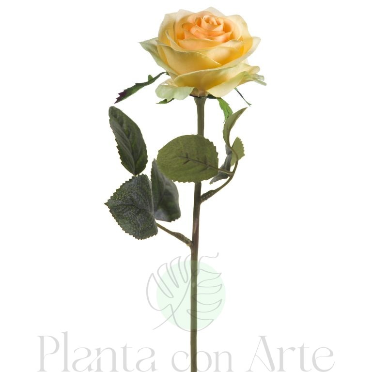 ROSA AMARILLA artificial de 45 cm de altura, para pinchar en espuma floral o en tierra