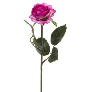 ROSA VIOLETA artificial de 45 cm de altura, para pinchar en espuma floral o en tierra