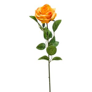 ROSA NARANJA artificial de 45 cm de altura, para pinchar en espuma floral o en tierra