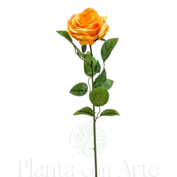 ROSA NARANJA artificial de 45 cm de altura, para pinchar en espuma floral o en tierra