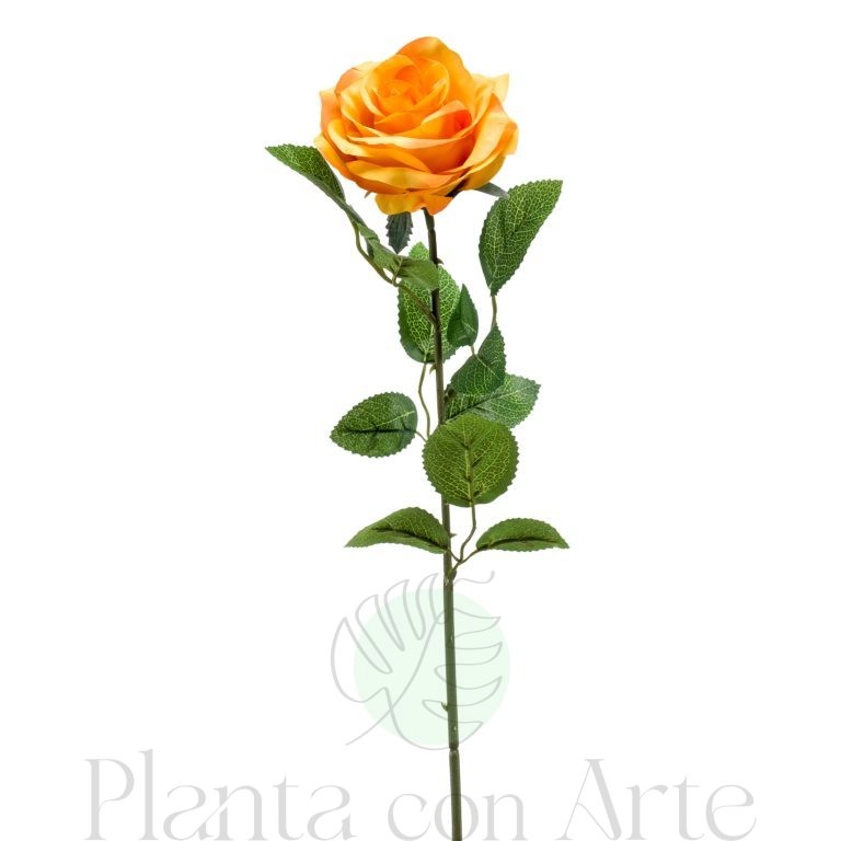 ROSA NARANJA artificial de 45 cm de altura, para pinchar en espuma floral o en tierra