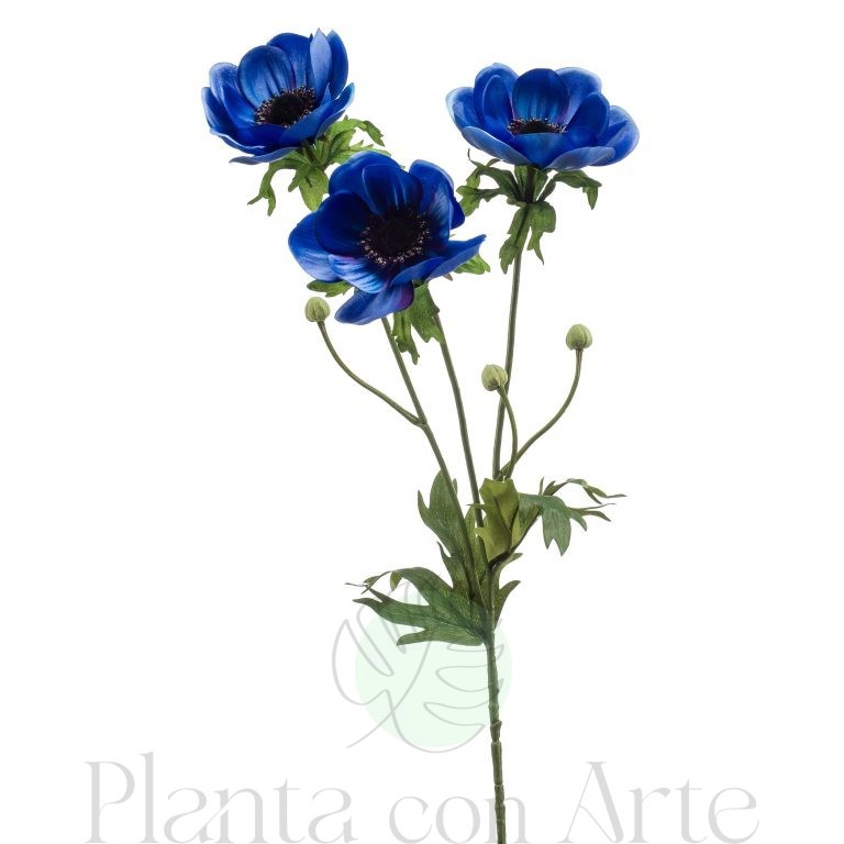 Flor ANÉMONA AZUL artificial de 75 cm de altura