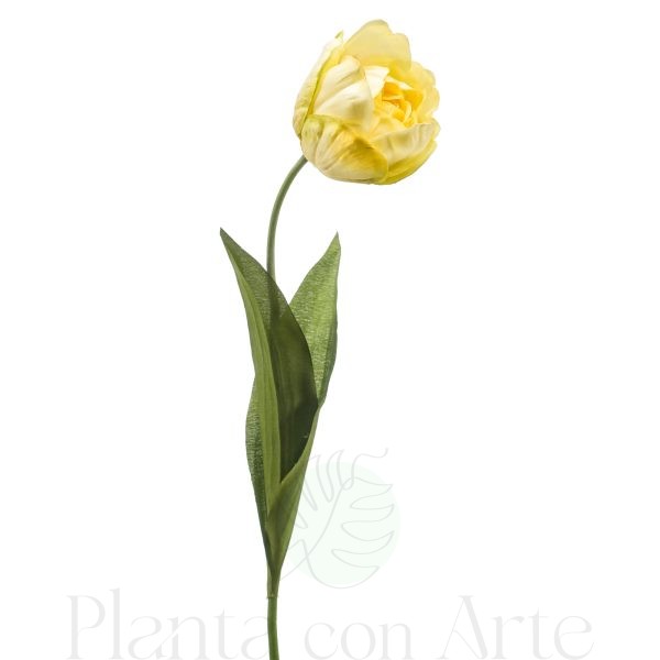 TULIPÁN AMARILLO artificial de 56 cm de altura, para pinchar en espuma floral o en tierra