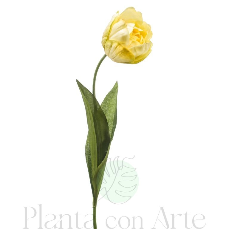 TULIPÁN AMARILLO artificial de 56 cm de altura, para pinchar en espuma floral o en tierra
