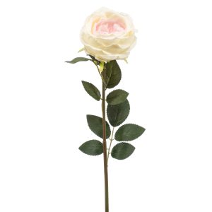 ROSA CREMA artificial de 65 cm de altura, para pinchar en espuma floral o en tierra