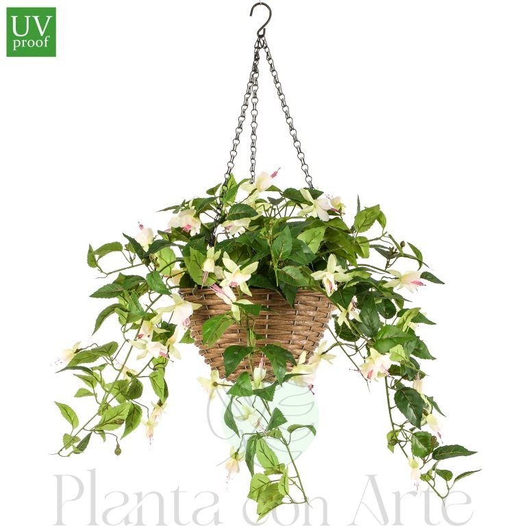 Cesta Colgante con FUCHSIA THAYNARA artificial de 45 cm de altura