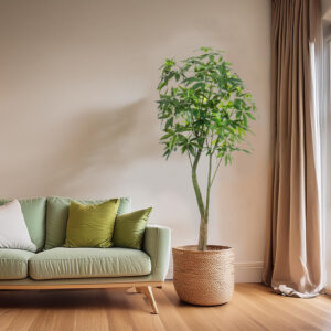 árbol Pachira artificial en diseño de interior