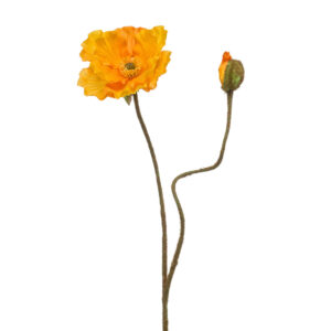 Tallo de AMAPOLA NARANJA x2 artificial de altísimo realismo para ramos y centros, con tallo moldeable