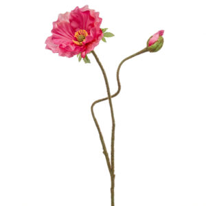 AMAPOLA ROSA artificial de 74 cm de altura y 13 cm de ancho, para pinchar en espuma floral o en tierra