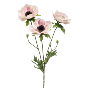 Rama 3 ANÉMONAS Rosa/Crema artificial de 75 cm de altura 24 cm de ancho, es una réplica exacta de la flor natural
