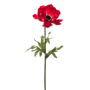 ANÉMONA ROJA artificial de 45 cm de altura 9 cm de cabeza, es una réplica exacta de la flor natural