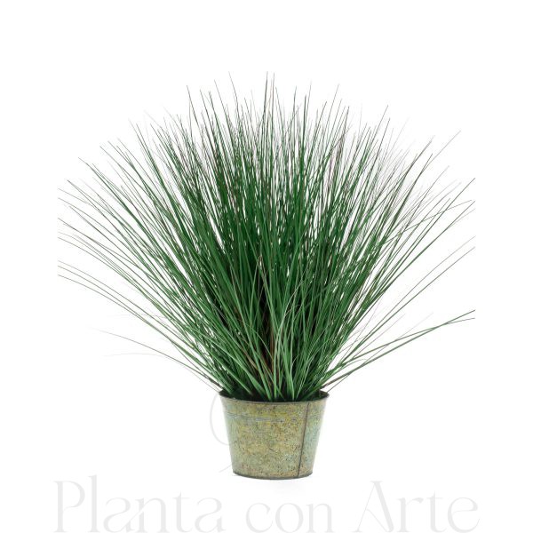 Planta de hierba salvaje en maceta metálica vintage, de 80 cm de altura