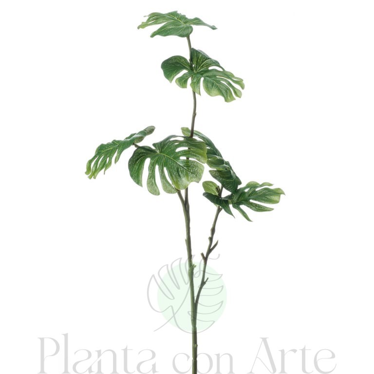 Rama de MONSTERA artificial de 72 cm de altura total para decorar en jardineras
