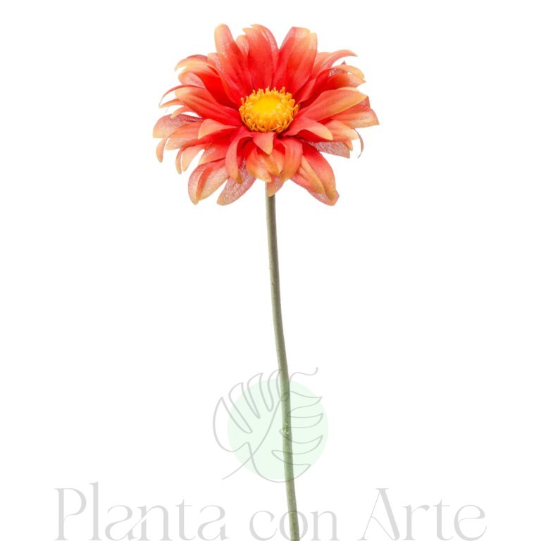 Gerbera Naranja artificial con tacto real y 50 cm de altura muy realista, para decorar tus bouquets o jardineras