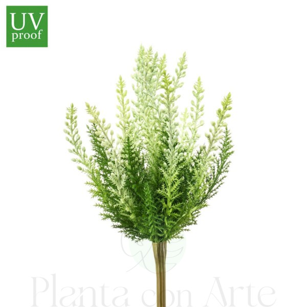 Arbusto de ERICA BLANCA para exterior UV artificial realista o flor Arbusto de ERICA BLANCA artificial realista de 29 cm de altura total realista, para decorar tus bouquets, nichos o jardineras EN EXTERIOR