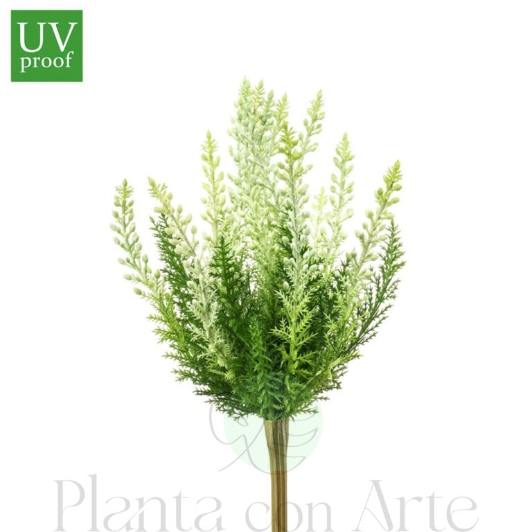 Arbusto de ERICA BLANCA para exterior UV artificial realista o flor Arbusto de ERICA BLANCA artificial realista de 29 cm de altura total realista, para decorar tus bouquets, nichos o jardineras EN EXTERIOR