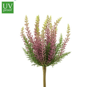 Arbusto de ERICA VIOLETA para exterior UV artificial realista o flor Arbusto de ERICA VIOLETA artificial realista de 29 cm de altura total realista, para decorar tus bouquets, nichos o jardineras EN EXTERIOR.