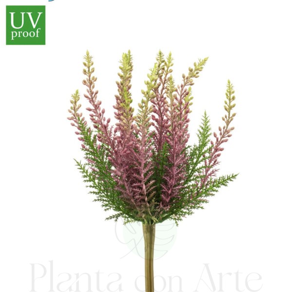 Arbusto de ERICA VIOLETA para exterior UV artificial realista o flor Arbusto de ERICA VIOLETA artificial realista de 29 cm de altura total realista, para decorar tus bouquets, nichos o jardineras EN EXTERIOR.