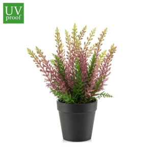 Arbusto de ERICA en maceta para exterior UV artificial realista o flor Arbusto de ERICA VIOLETA en maceta artificial realista de 29 cm de altura total realista, para decorar tus bouquets, nichos o jardineras EN EXTERIOR