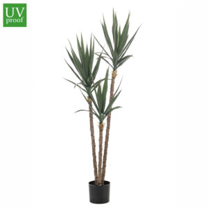 Palmera YUCCA artificial para exterior, de 150 cm de altura e increíble realismo y acabado cuidando el máximo detalle. Además, es un ejemplar con tratamiento UV para exterior