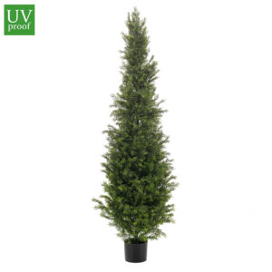Árbol ARIZÓNICA EVO artificial, también conocido como Ciprés, de 150 cm de alto e increíble realismo el conseguido en este árbol que se fabrica en varias alturas. Incluye tratamiento específico UV para exterior