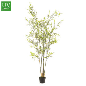 Este bambú artificial para exterior es un espectacular árbol con un alto nivel de realismo, con elegantes multi cañas naturales y hojas de alta calidad con un tono luminoso