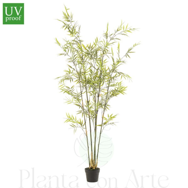 Este bambú artificial para exterior es un espectacular árbol con un alto nivel de realismo, con elegantes multi cañas naturales y hojas de alta calidad con un tono luminoso