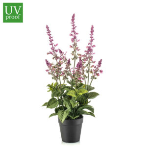 Arbusto de SALVIA en maceta para exterior UV artificial realista o flor Planta de SALVIA en maceta artificial realista de 29 cm de altura total realista, para decorar tus bouquets, nichos o jardineras EN EXTERIOR.