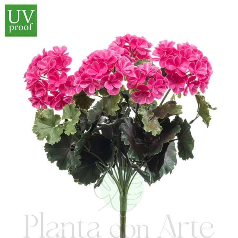 Arbusto GERANIO ROSA UV artificial realista o flor GERANIO artificial realista de 41 cm de altura total realista, para decorar tus bouquets, nichos o jardineras EN EXTERIOR