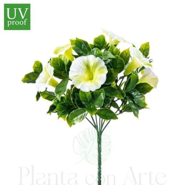 Rama PETUNIAS BLANCAS UV artificial realista o flor PETUNIA artificial realista de 27 cm de altura total realista, para decorar tus bouquets, nichos o jardineras EN EXTERIOR
