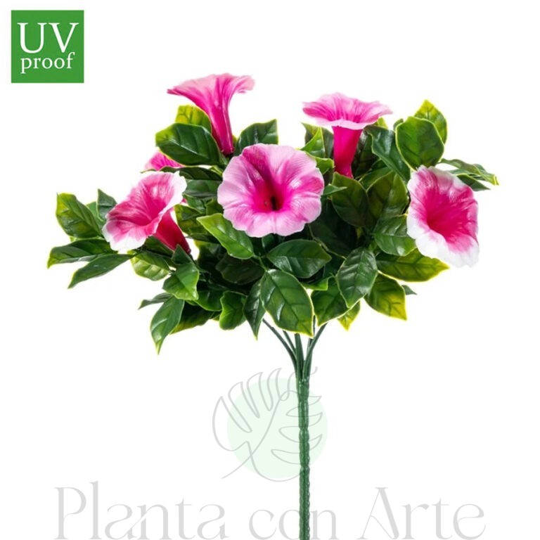 Ramo PETUNIAS ROSAS UV artificial realista o flor PETUNIA artificial realista de 27 cm de altura total realista, para decorar tus bouquets, nichos o jardineras EN EXTERIOR