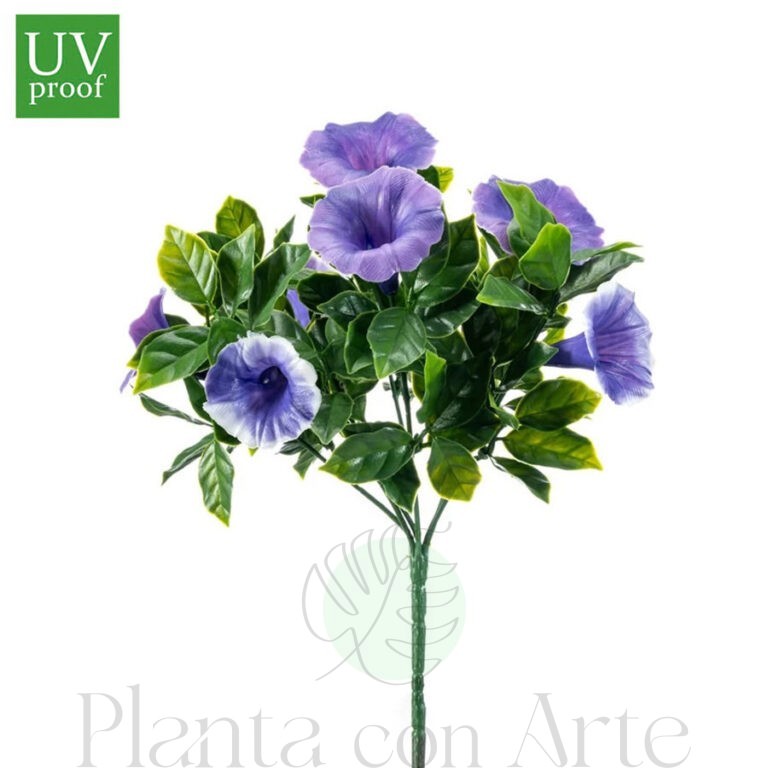 Rama PETUNIAS MALVA UV artificial realista o flor PETUNIA artificial realista de 27 cm de altura total realista, para decorar tus bouquets, nichos o jardineras EN EXTERIOR