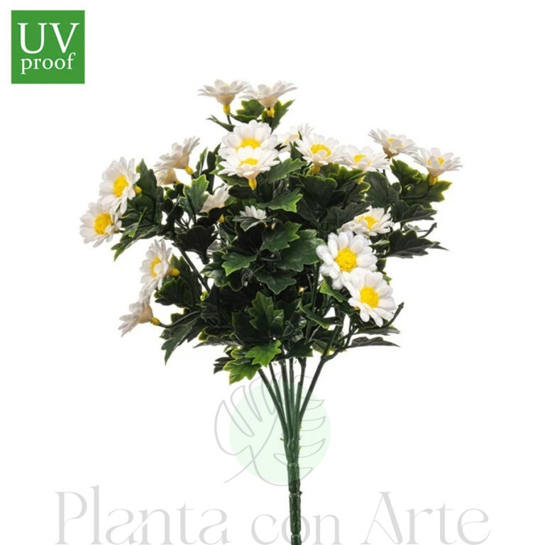 Ramo MARGARITAS BLANCAS artificial realista o flor margarita artificial realista de 36 cm de altura total realista, para decorar tus bouquets, nichos o jardineras EN EXTERIOR