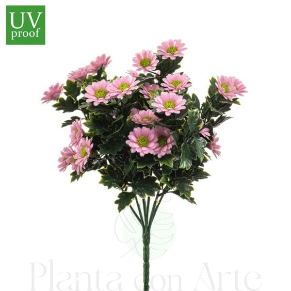 Ramo MARGARITAS ROSAS artificial realista o flor margarita artificial realista de 36 cm de altura total realista, para decorar tus bouquets, nichos o jardineras EN EXTERIOR