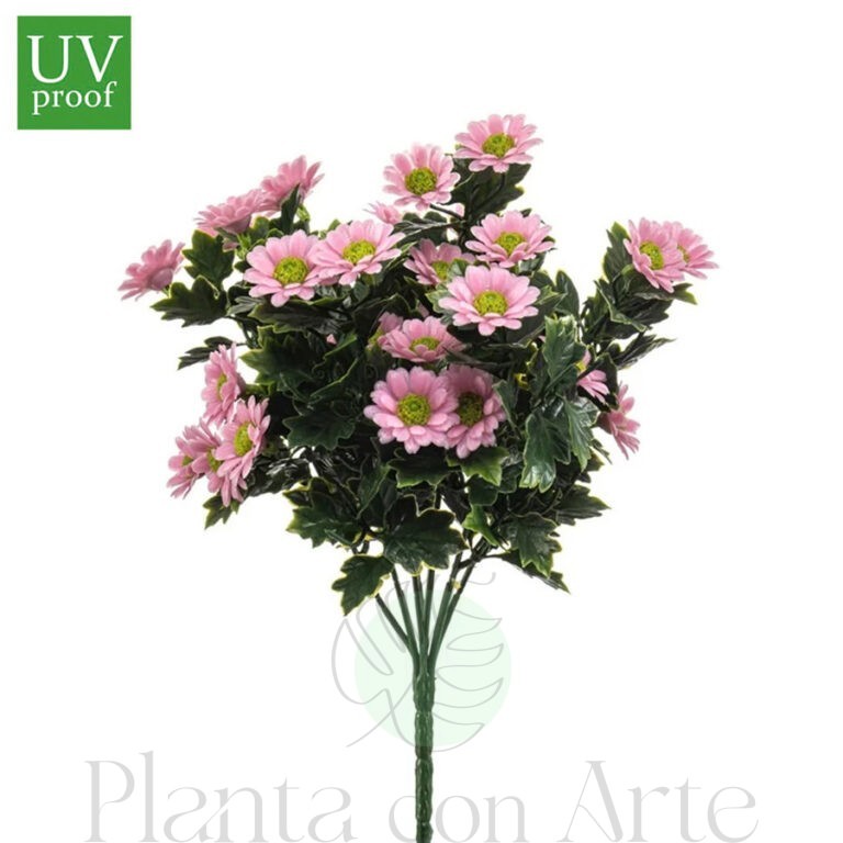 Ramo MARGARITAS ROSAS artificial realista o flor margarita artificial realista de 36 cm de altura total realista, para decorar tus bouquets, nichos o jardineras EN EXTERIOR