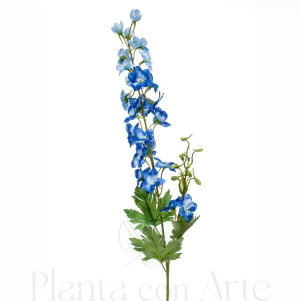 Tallo de DELPHINIUM artificial con flores de color AZUL artificial realista de 77 cm de altura total