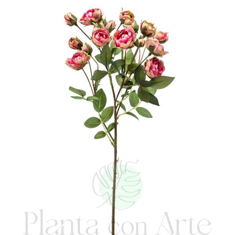 Rama de ROSAS Mini Rosa y verde artificial realista de 57 cm de altura total