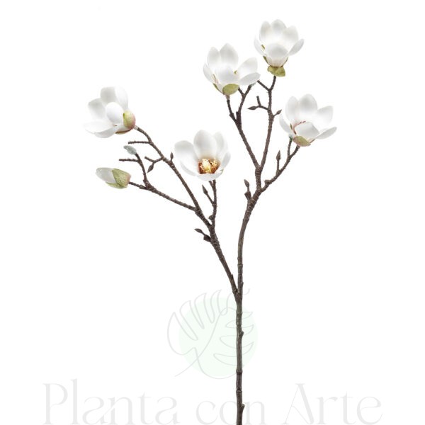 Rama de MAGNOLIA mini BLANCA artificial realista de 65 cm de altura total