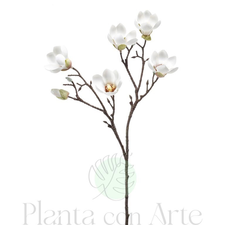 Rama de MAGNOLIA mini BLANCA artificial realista de 65 cm de altura total