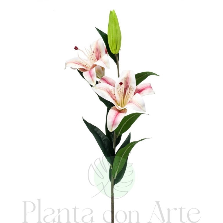 LIRIO ROSA Y AMARILLO artificial CON TACTO REAL de 88 cm de altura, de increíble realismo, para pinchar en espuma floral o en tierra