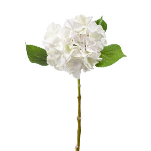 TALLO DE HORTENSIA BLANCA artificial realista de 47 cm de altura, para pinchar en espuma floral o en tierra