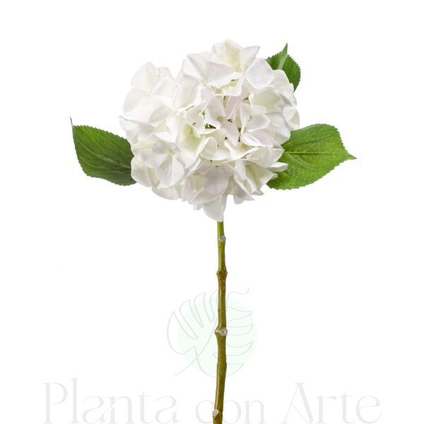 TALLO DE HORTENSIA BLANCA artificial realista de 47 cm de altura, para pinchar en espuma floral o en tierra