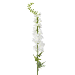 Rama de DELPHINIUM BLANCO XL con flores de color BLANCO artificial realista de 130 cm de altura total muy realista