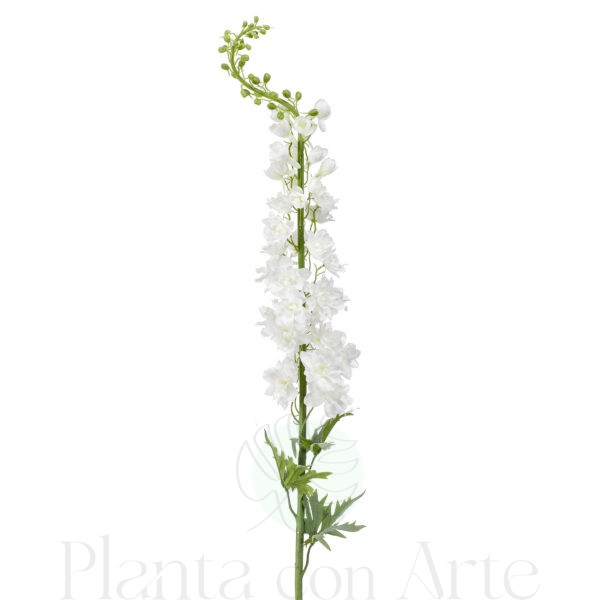 Rama de DELPHINIUM BLANCO XL con flores de color BLANCO artificial realista de 130 cm de altura total muy realista