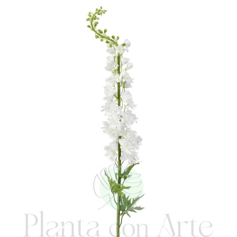 Rama de DELPHINIUM BLANCO XL con flores de color BLANCO artificial realista de 130 cm de altura total muy realista
