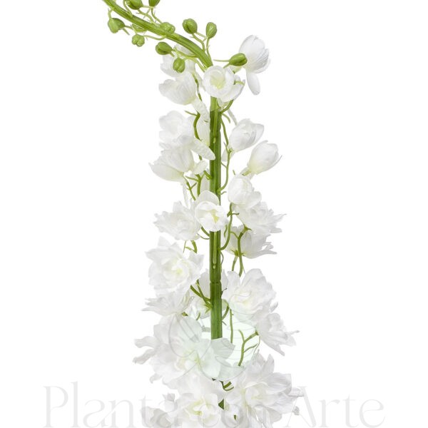DETALLE de DELPHINIUM BLANCO XL con flores de color BLANCO artificial realista de 130 cm de altura total muy realista