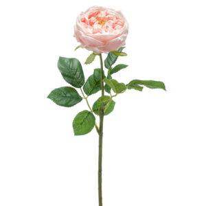 ROSA MELOCOTÓN artificial realista con TACTO REAL, de 60 cm de altura total